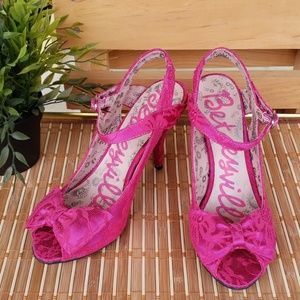 Betseyville Bright Pink Lace Heels